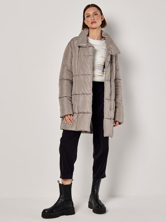 Quilted Puffer Jacket, Stone, large