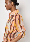 Painterly Swirls Shirt Mini Dress, Coral, large