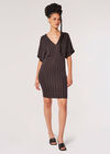Sparkle Stripe Batwing Mini Dress, Black, large