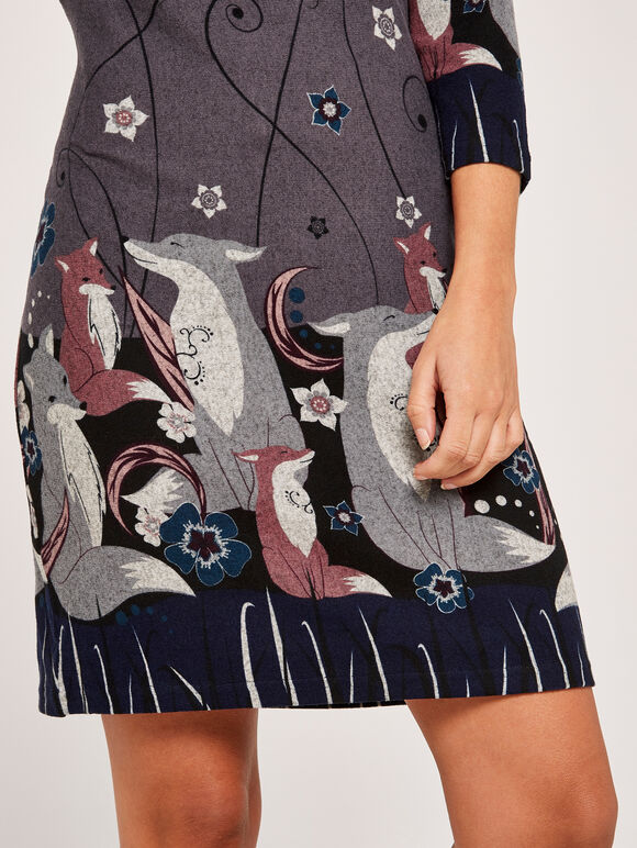 Foxes Dress, Dark Grey - Charcoal, large
