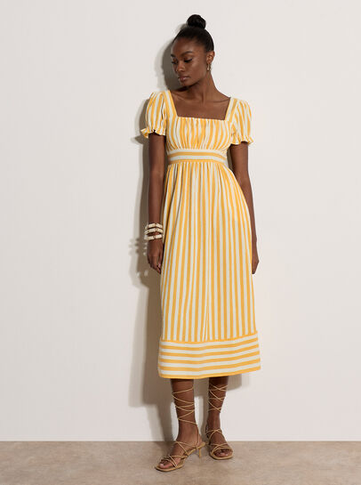 Stripe Milkmaid Midaxi Dress