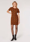 Rose Jacquard Mini Dress, Rust, large