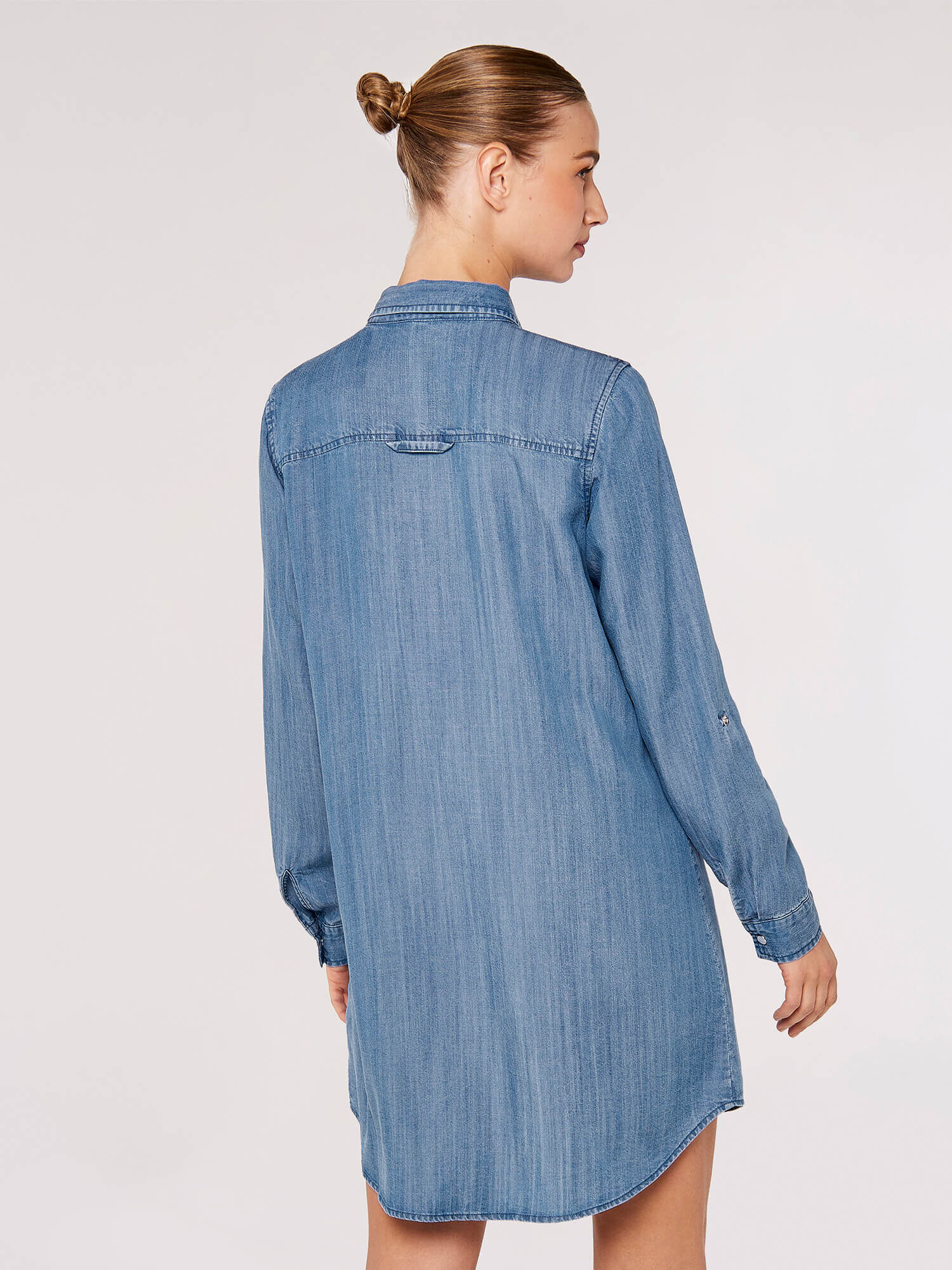 Denim Shirt Mini Dress Apricot Clothing