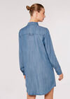 Denim Shirt Mini Dress, Blue, large