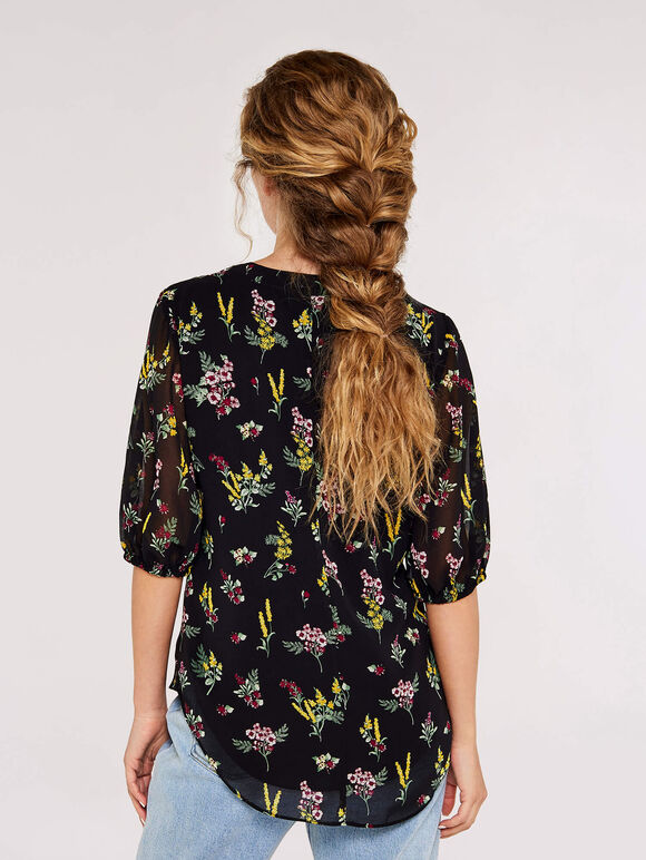 Floral Botanical Top, Burgundy, large