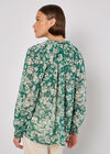 Blurred Floral Chiffon Blouse, Green, large