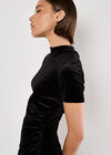 Velvet Ruched Mini Dress, Black, large