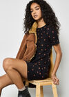 Polka Dot Knitted Shift Mini Dress, Black, large