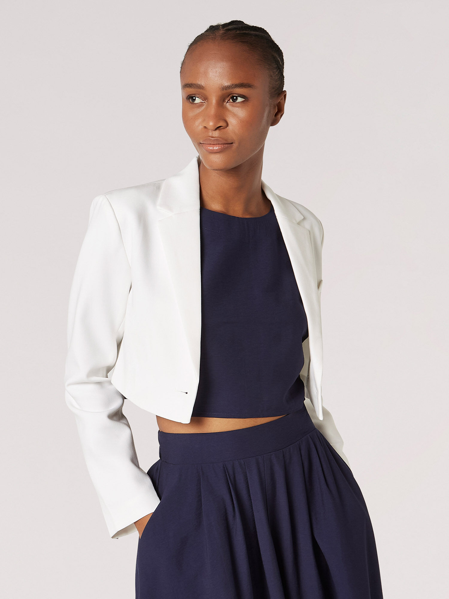 Cropped Slim Fit Blazer Apricot Clothing