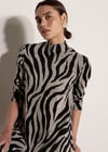 Zebra Print Swing Mini Dress, Stone, large