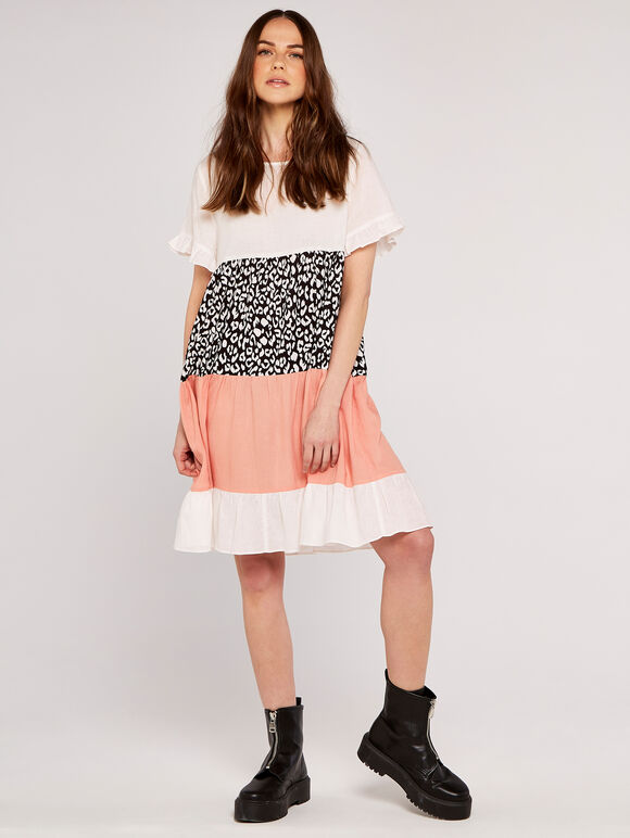 Multi Animal Block Dress, Pink, large