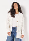Chunky Patchwork Oversized Cardigan, Stone, large