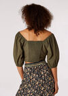 Smock Detail Cropped Top, Khaki, large