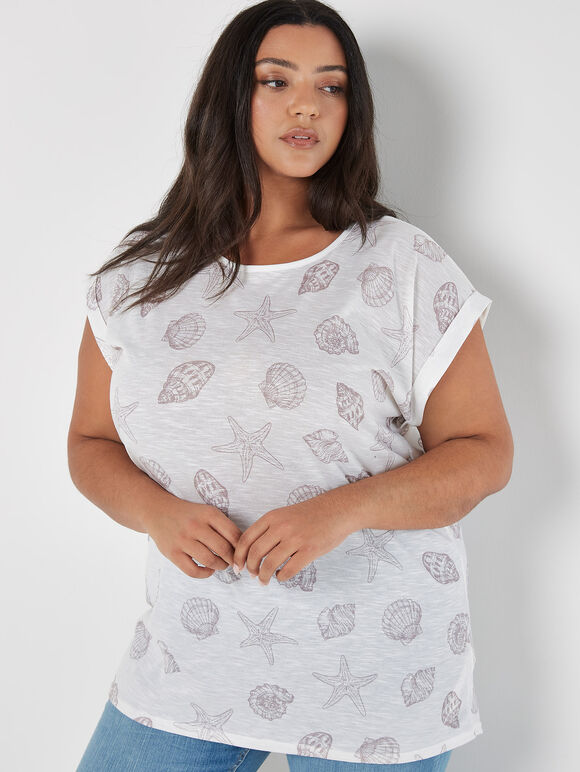 Seashell Shore Slub Top, Cream, large