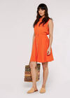 Sleeveless Shirt Mini Dress, Orange, large