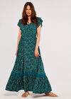 Floral Maxi Dress with Lace Detail, Green, large