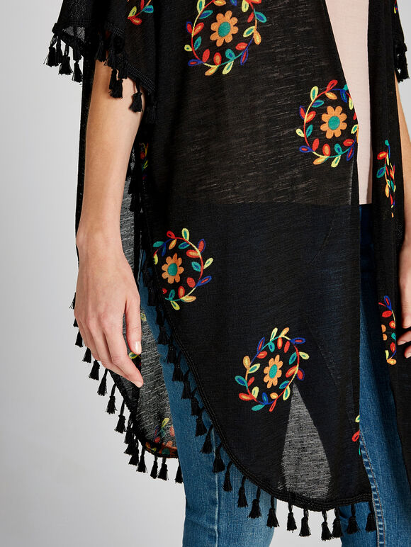 Black Daisy Leaf Chain Cover Up, Black, large
