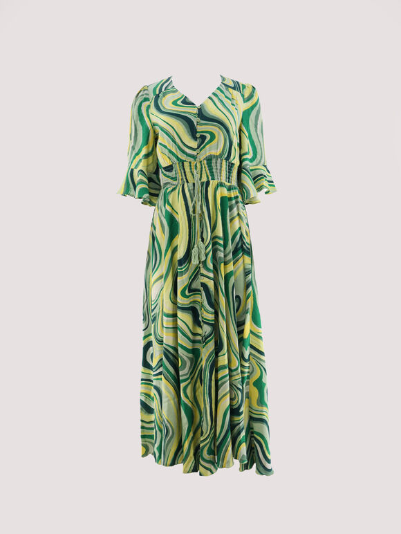 Retro Swirl Maxi Dress, Green, large