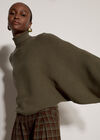 Ribbed Knit Batwing Cape Jumper, Khaki, large