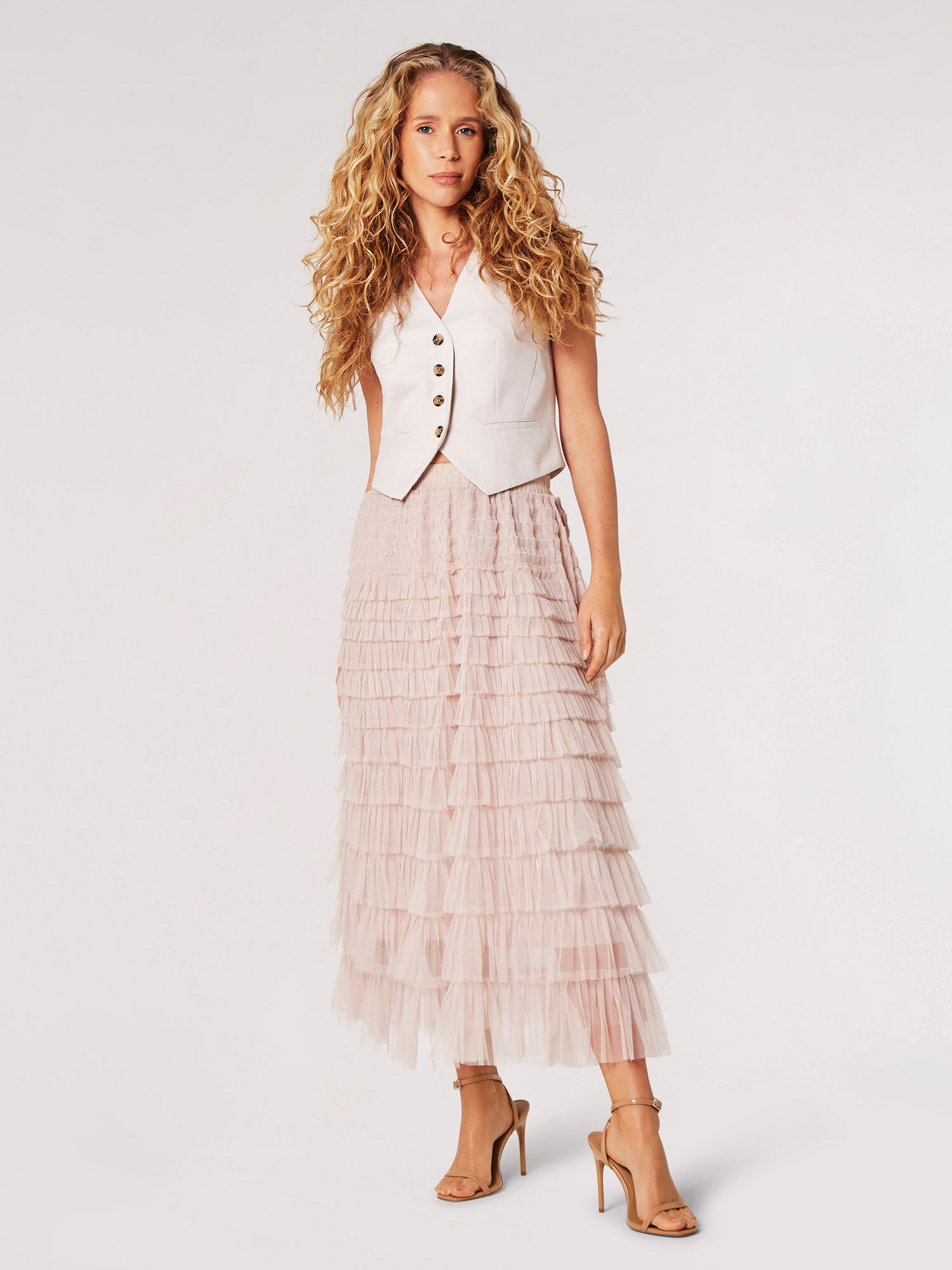 Ruffle deals skirt midi
