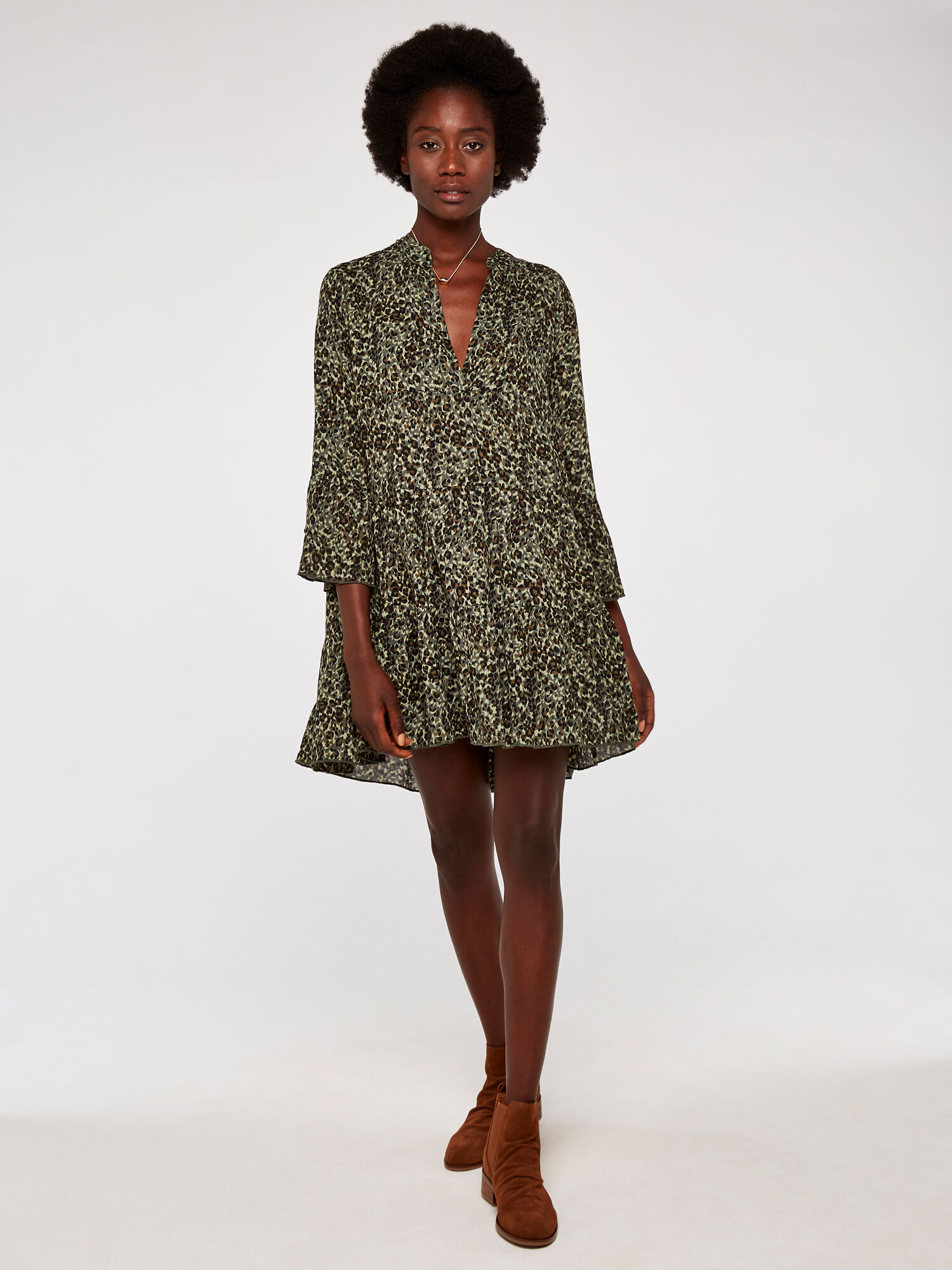 Leopard print tiered dress top