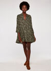 Camo Look Print Tiered Dress, Khaki, large