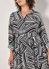 Curve Geo Lines Shirt Midi Dress, White, large