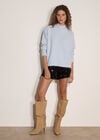 Boucl&eacute; Knit Mock Neck Jumper, Sky Blue, large