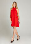Halter Neck Layered Shift Dress, Red, large