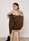 Animal Print Crepe Maxi Slip Dress, Brown, large