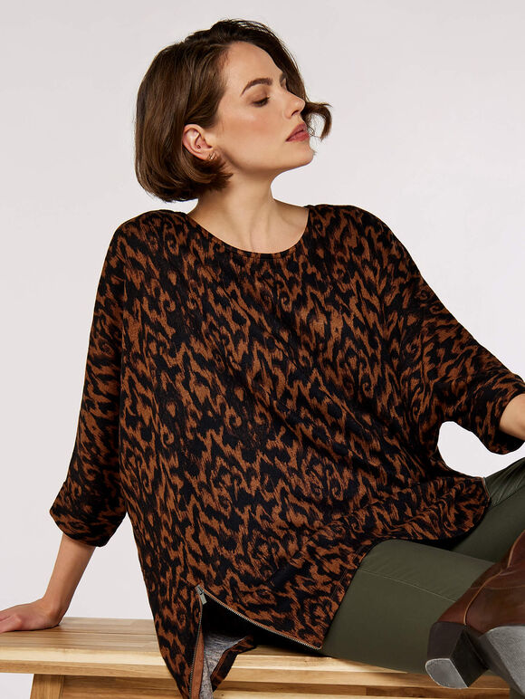 Tapestry  Assymetrical Top, Rust, large