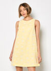 Floral Embroidered Shift Mini Dress, Yellow, large