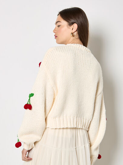 Chunky Knit Cherry Cardigan