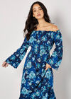 Floral Bardot Maxi Dress, Navy, large