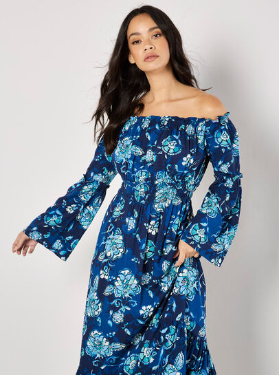 Floral Bardot Maxi Dress