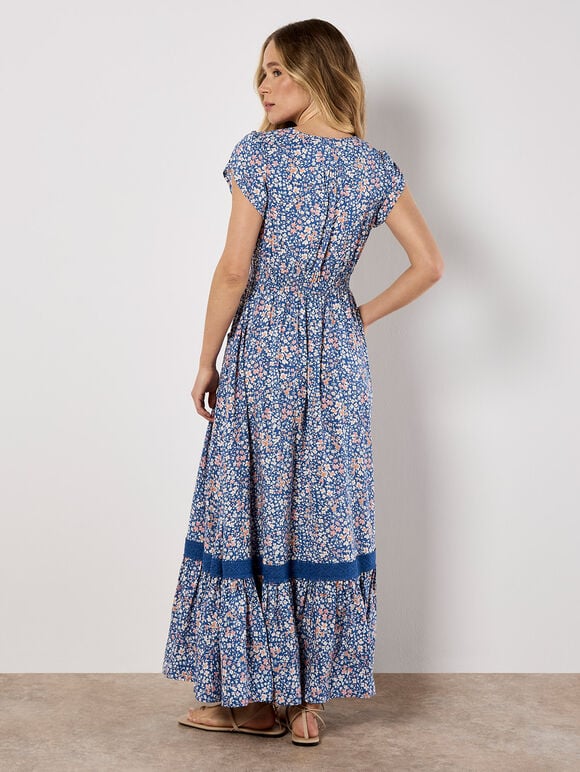 Ditsy Floral Maxi Dress, Blue, large