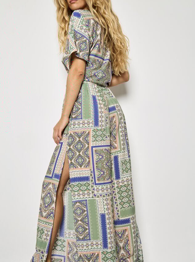 Folk Patchwork Wide Leg Trousers, Stone, large