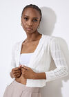 Pointelle Chevron Knit Shrug, Cream, large