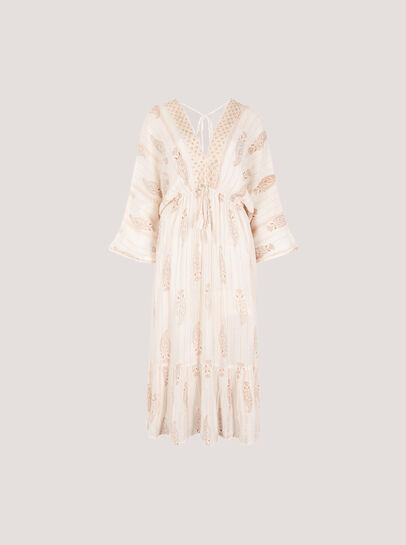Gold Shimmer Paisley Midi Dress