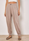 Linen Blend Woven Joggers, Brown, large