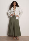 Jersey Waistband Cotton Midaxi Skirt, Khaki, large