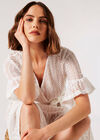 Lace Ruffle Wrap Midi Dress, Cream, large