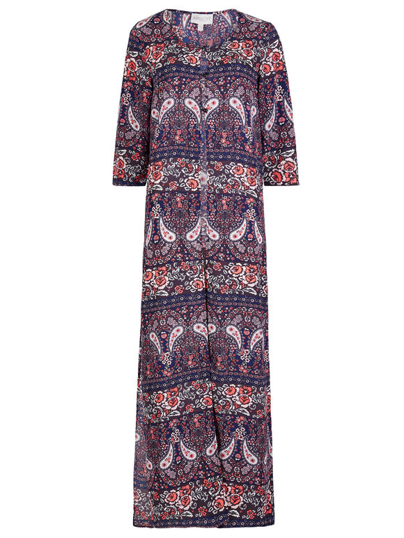 Multi-Coloured Paisley Print Duster Kimono, Assorted, large