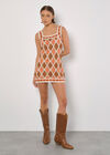 Diamond Crochet Mini Dress, Coral, large