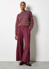 Pointelle Knit Stripe Jumper, Orange, large