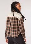 Crochet Detail Cropped Checked Shirt, Black, large
