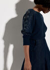 Lace Rhinestone Embellished Jumper, Teal, large