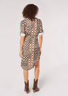 Patchwork Shirt Mini Dress, Brown, large
