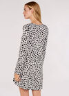 Textured  Flare Shoulder Dress, Grey, large