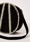 Suede Detailed Circle Bag, Black, large